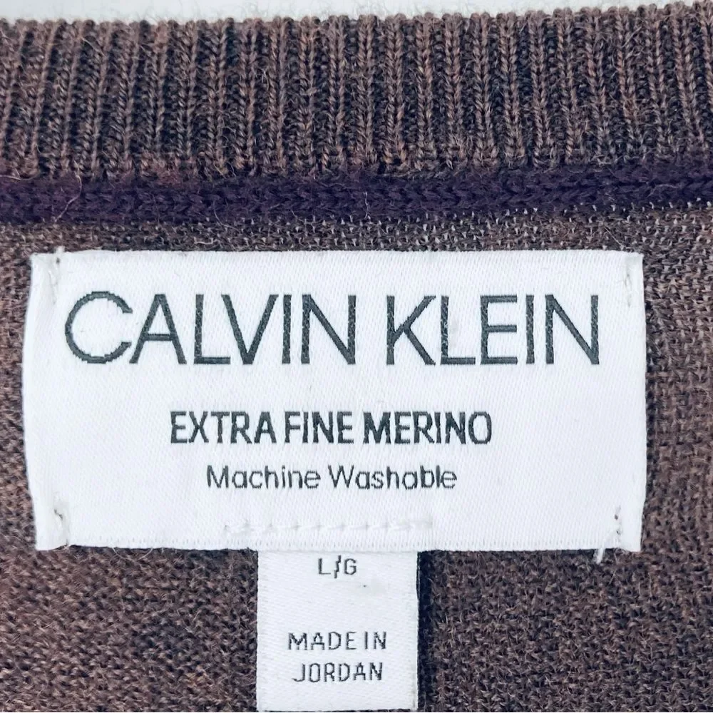Calvin Klein Extra Merino Wool Men's Chocolate Sweater SZ L Jordan